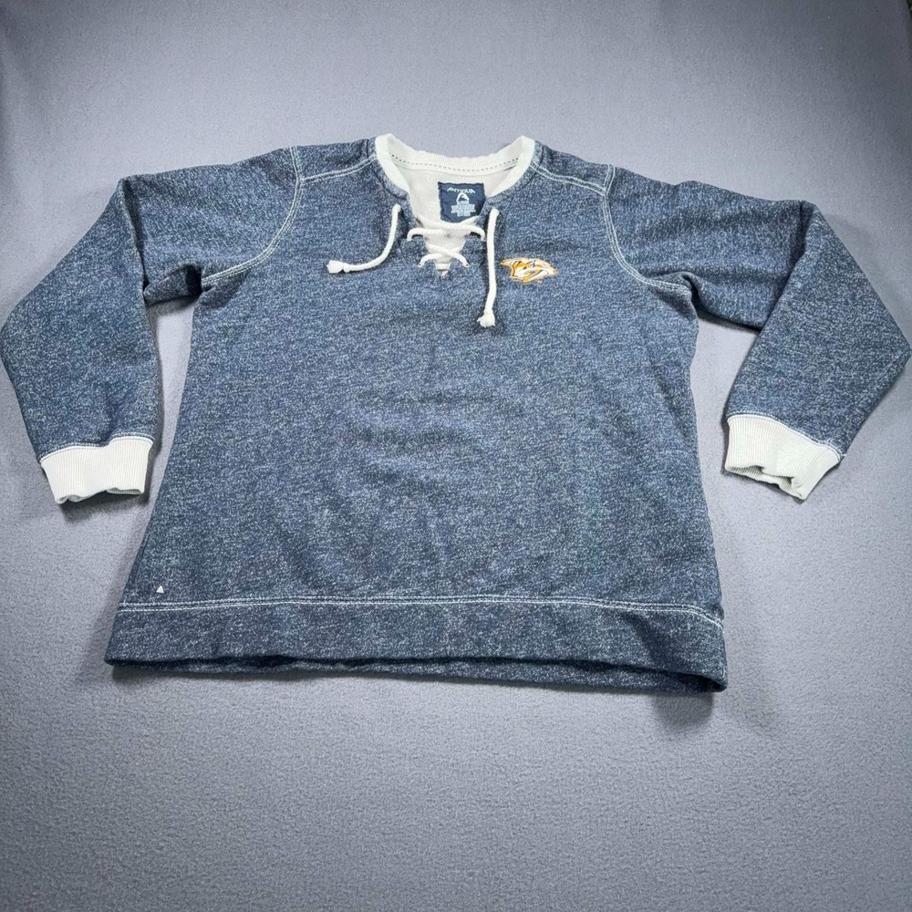 Antigua‎ Nashville Predators NHL Womens XL Lace Up Sweatshirt Hockey Pullover